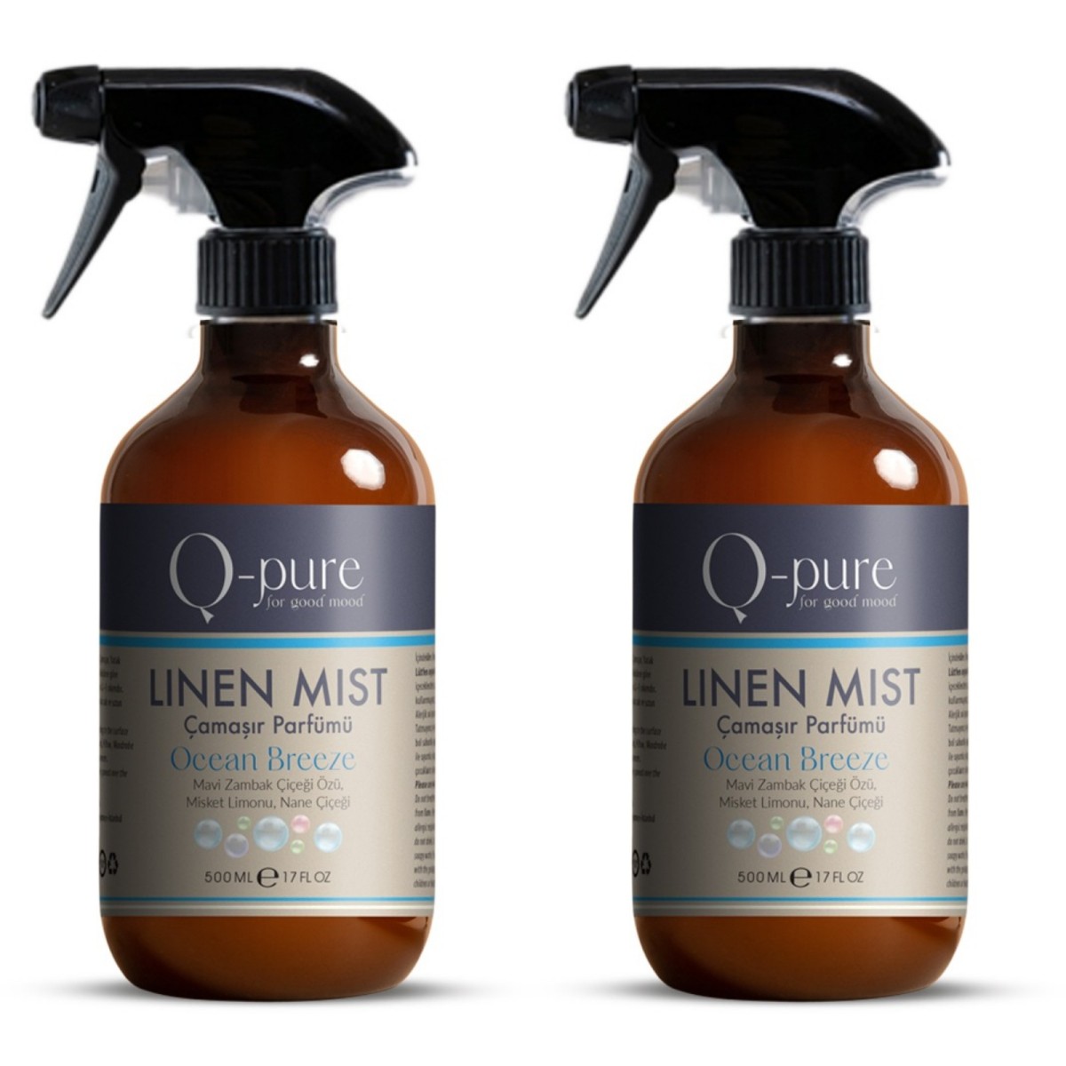 Q-PURE Linen Mist Ocean Breeze Antialerjik Su Bazlı Çamaşır Parfümü 500 ml X 2’li