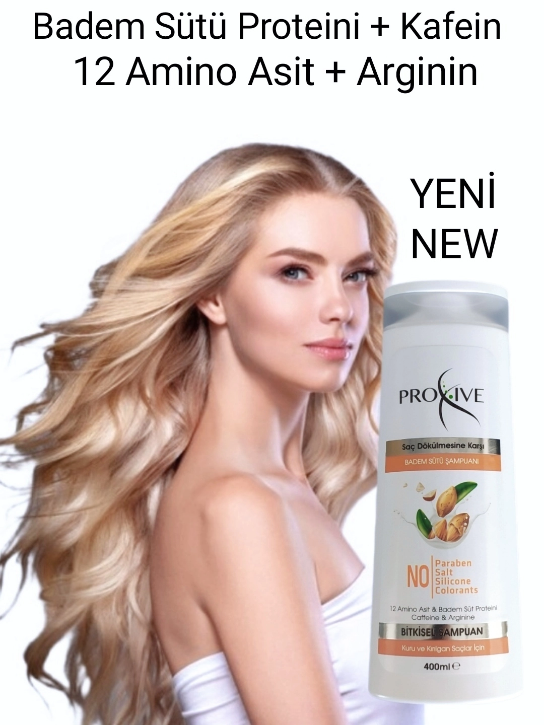 Proxive Çabuk Kırılan Cansız Saçlar için Onarıcı Dökülme Önleyici Badem Sütü Şampuanı 400 ml