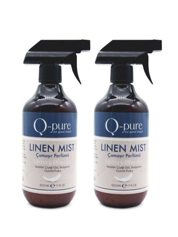 Q-PURE Su Bazlı Çamaşır Parfümü Linen Mist Mystery Powder 2’li Avantaj