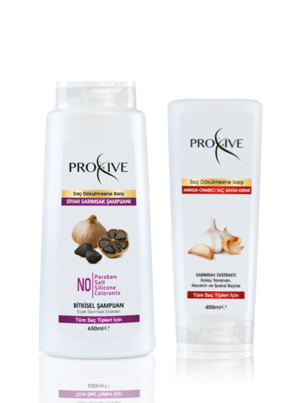 Proxive Dökülme Önleyici Siyah Sarımsak Şampuan + Anında Onarıcı Saç Kremi