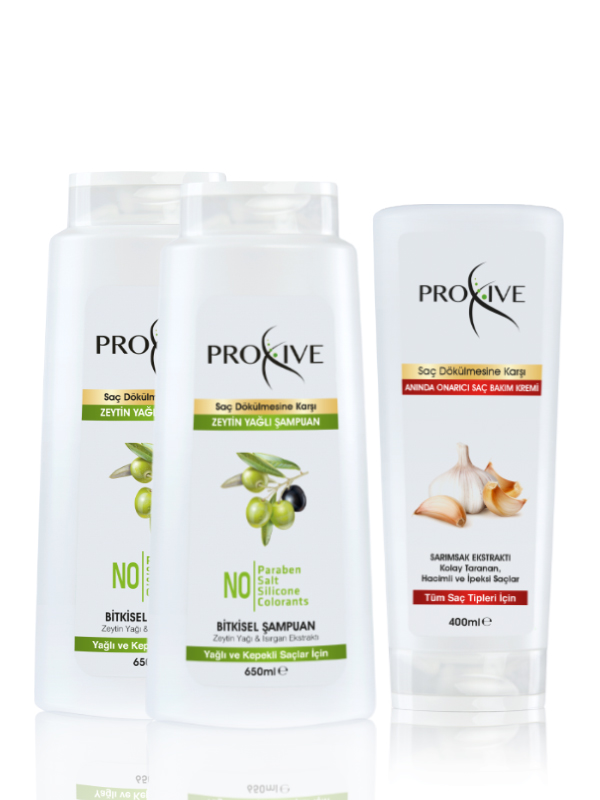 Proxive Kepek ve Kaşıntı Giderici Zeytinyağlı Şampuan + Onarıcı Saç Kremi