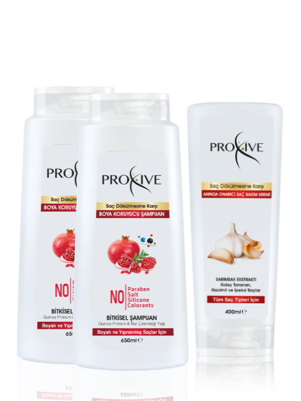 Proxive Renk Koruyucu Şampuan + Anında Onarıcı Saç Kremi 3’lü Set