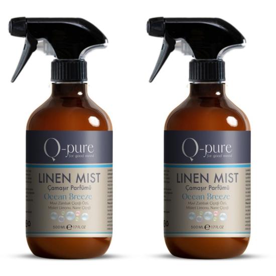 Q-PURE Linen Mist Ocean Breeze Antialerjik Su Bazlı Çamaşır Parfümü 500 ml X 2’li