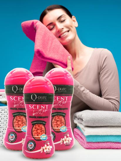 Q-Pure Organik Granül Çamaşır Yumuşatıcı & Çamaşır Parfümü Yasemin Çiçeği Özü 210 gr X 3’lü